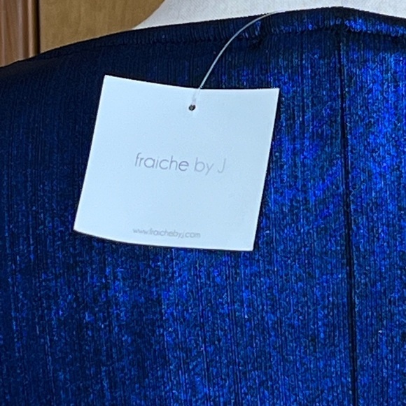 Fraiche J Metallic Cowl Neck Dress Royal Blue Size XL #1310 NWT - Picture 5 of 6